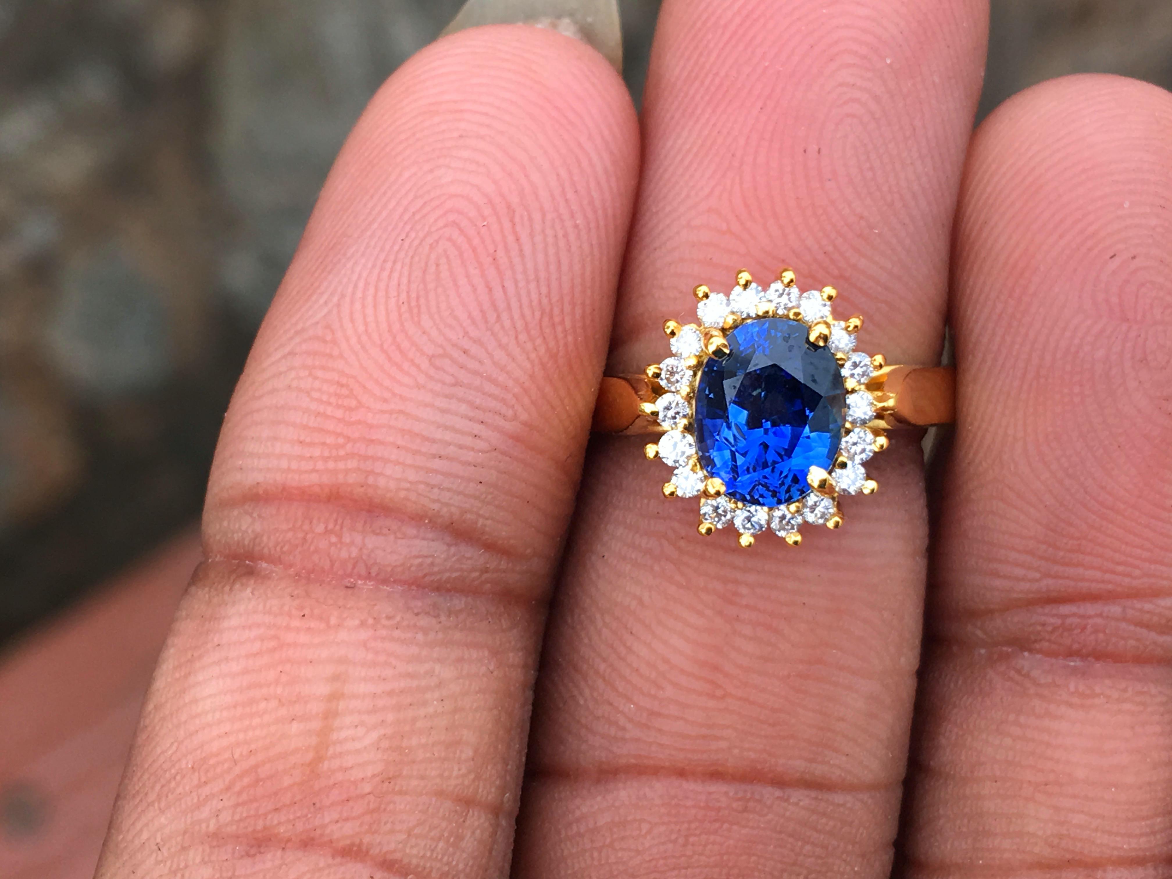 Princess Diana Inspired Blue Sapphire Ring With Diamond Halo 3 